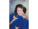 Item 110 Lady with Blue Feather Boa, 22 by 28, pastel, 1994
