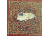 Item 17 Muffin on Oriental Rug, 5 by 5, acrylic on board, 1989