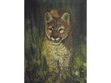 Item 19, Stalking Young Cougar, 18 by 24, pastel on sand paper, 1985