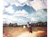 Item 24 French Skydiving Team, 39 by 34, oil on canvas, 1984