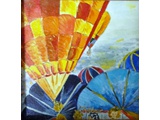 Item 43 Sunrise Ballooning, 5 by 5, watercolor on acqua board, 2011