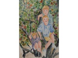 Item 46 Three Boys in a Tree, 17 by 22, watercolor, 2011