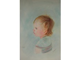 Item 73 New Grandchild, 12 by 16, Pastel over Watercolor, 2011