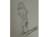 Item 82 Little Girl Across the Street, 12 by 15, Graphite, Circa 1992
